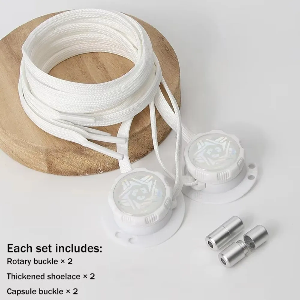 1pair Fashion Hands-Free No-Tie Laces Wide Flat Rotating Buttons Quick-Adjust Laces Quick-Adjust No-Tie Wide Flat Laces Men