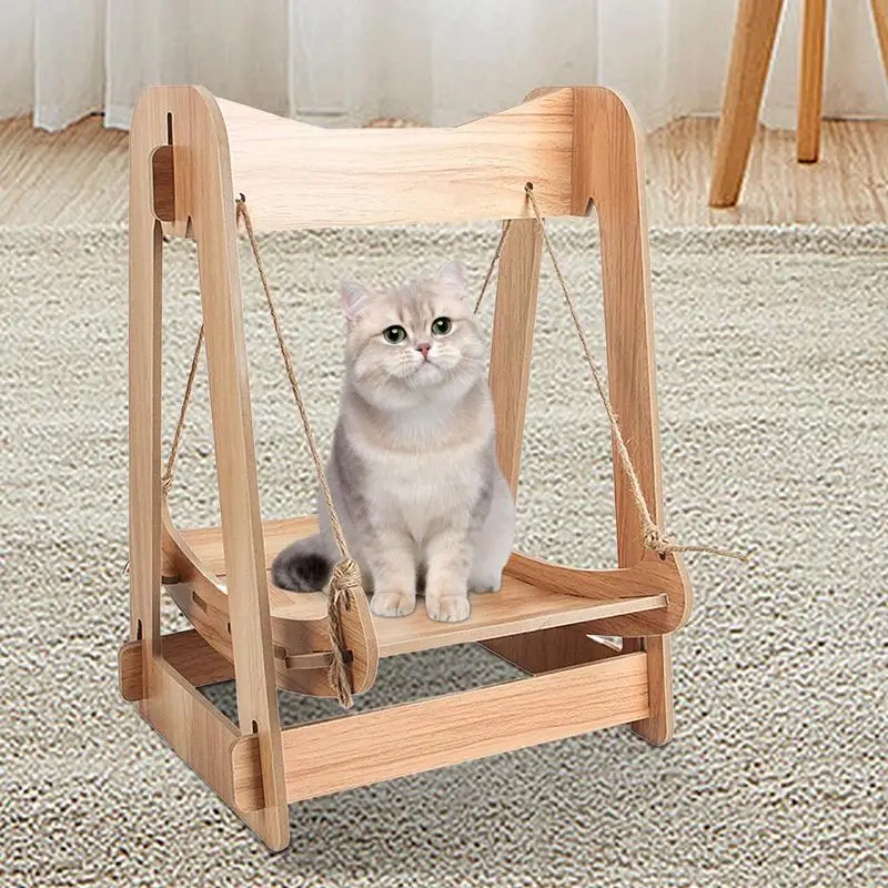 Cat Swing Hammock Wooden Summer Hanging Cat Bed Four Seasons General Pet Bed Pet Cat Accessories Easy To Assemble And Detach