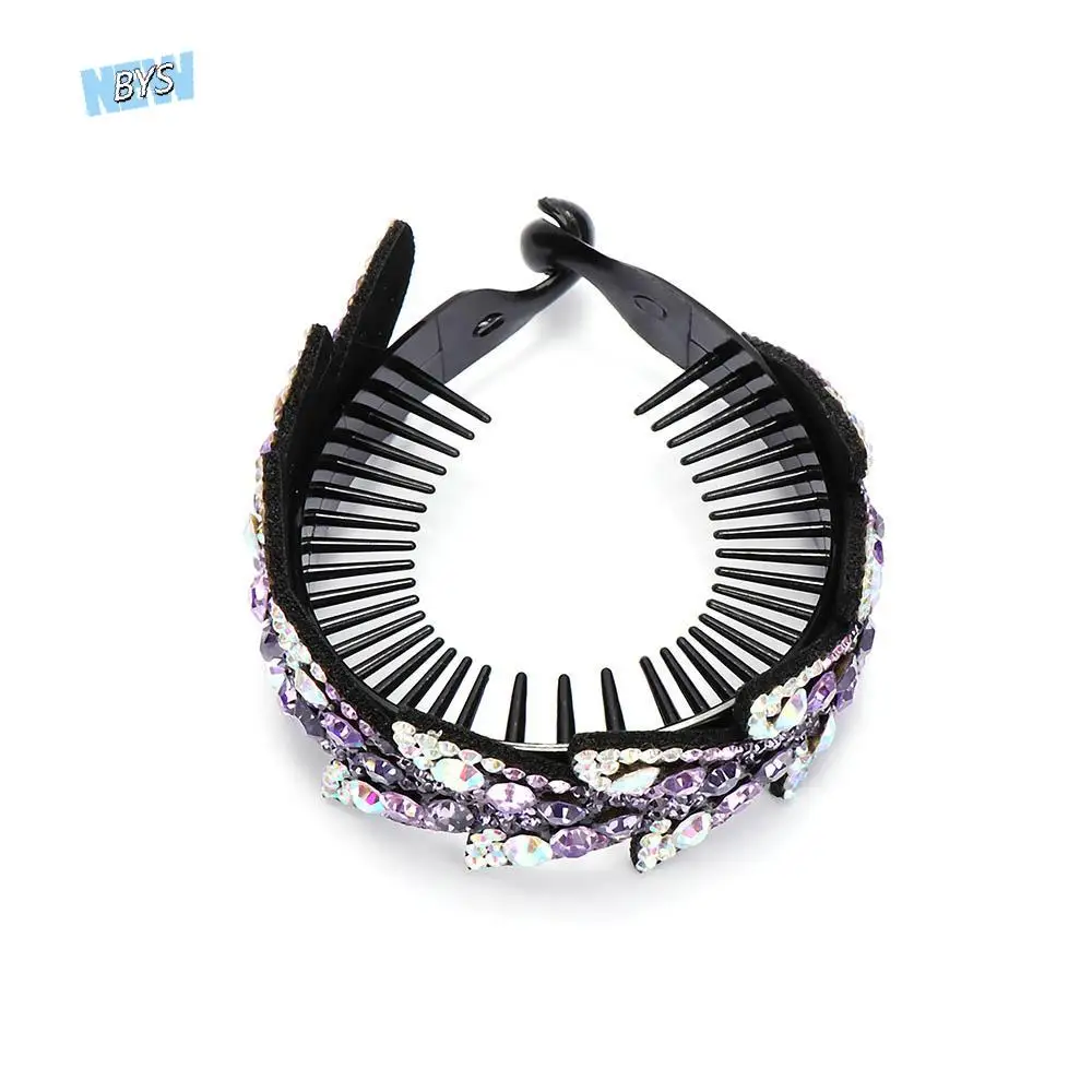 

Fashion Shiny Women Rhinestone Hair Accessories Bun Maker Headwear Leaves Hair Claw Bird Nest Twist Clip Floral