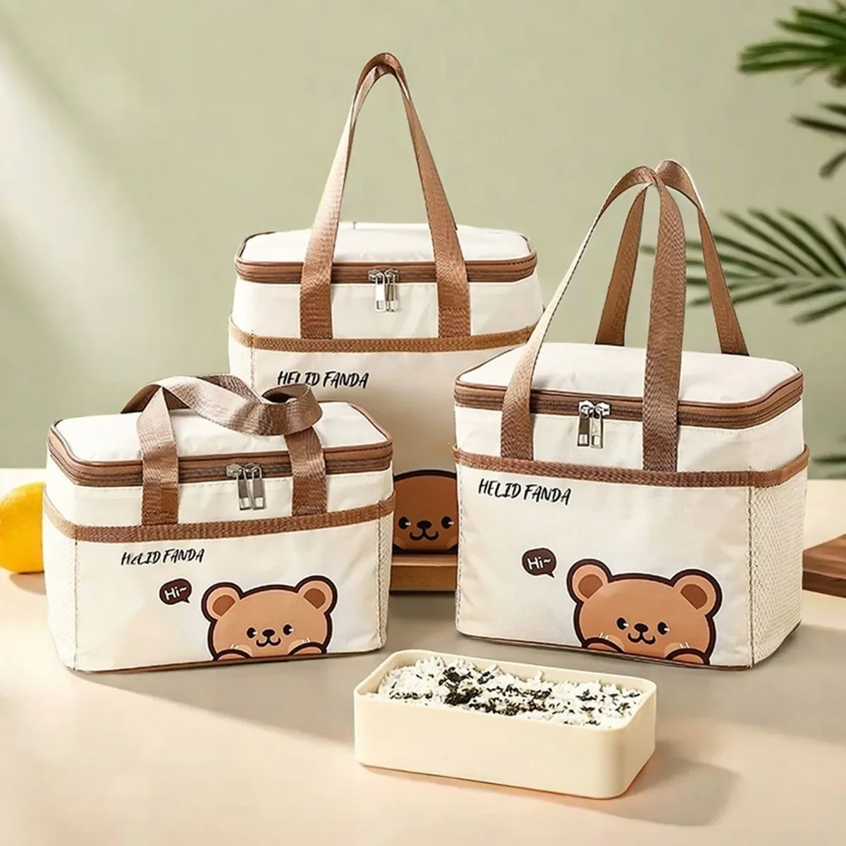 Cute Thermal Lunch Box Bag Student Portable Large Capacity Insulated Lunch Bag Waterproof Reusable Outdoor Picnic Cooler Bag