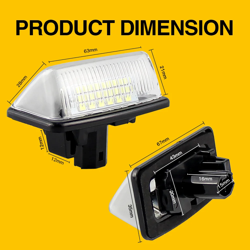 2pcs CANbus LED License Number Plate Light For Toyota Corolla 97-01 Crown 05-08 Reiz 10-14 Starlet 96-99 Vios 02-08 Previa 06-10
