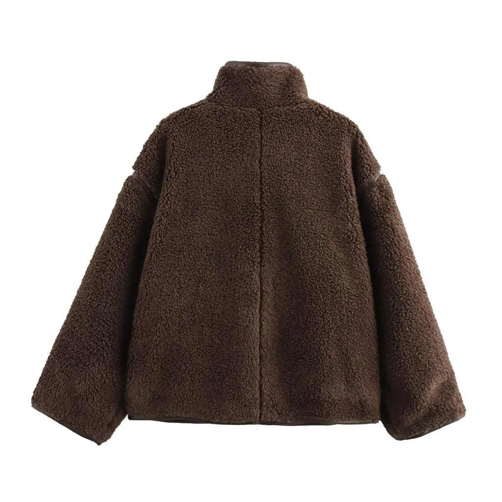 

Women's Fashion Long Sleeve Jacket Autumn Winter New Street Style Collar Contrast Color European American Trade