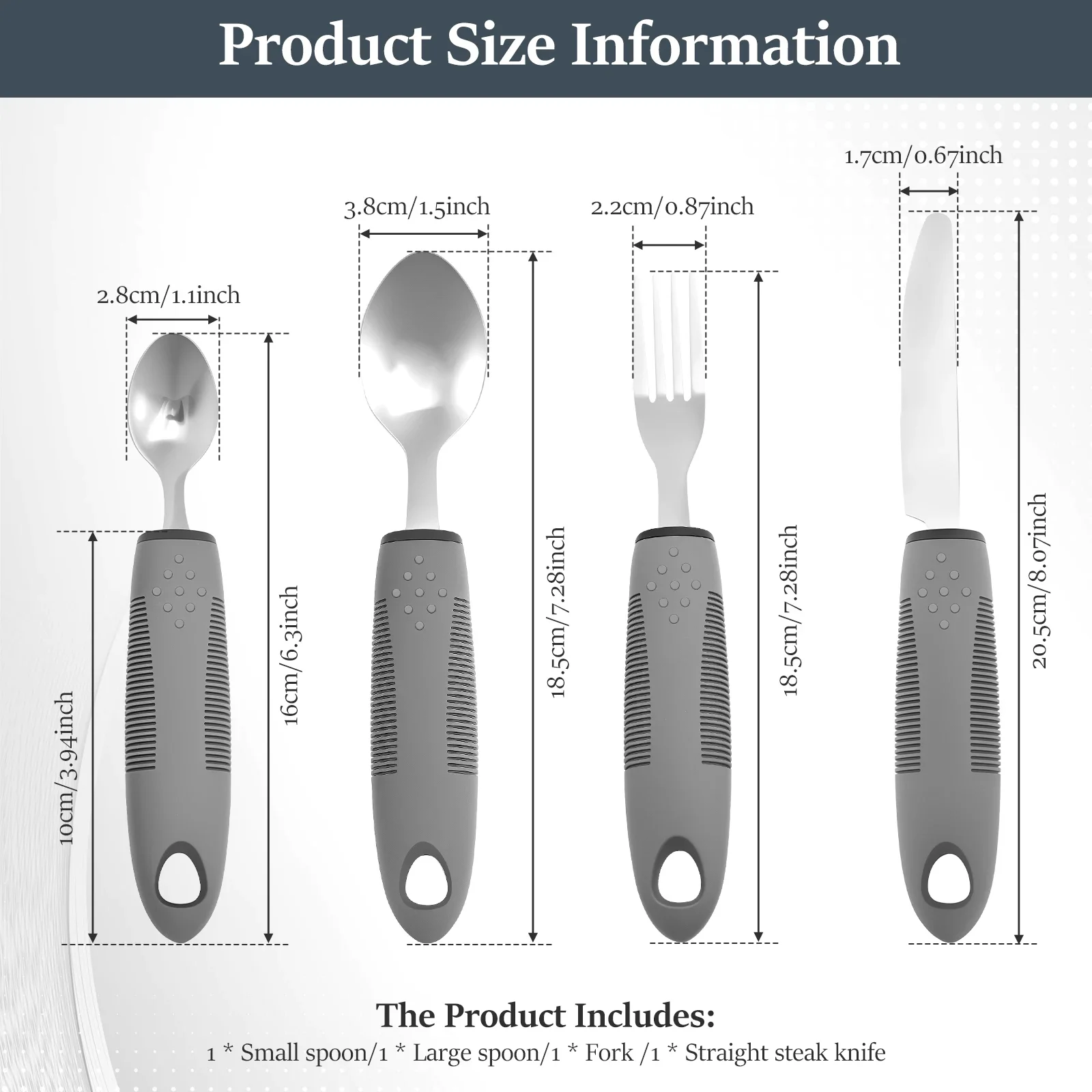 4Pcs Elderly Utensils Adaptive Built Up Utensils Nonslip Spoon Handicapped People Fork Elderly Set Parkinsons Silverware