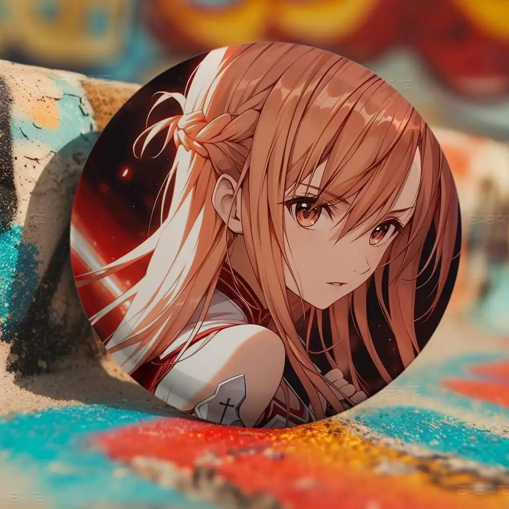 Asuna الرسوم المتحركة S-Word A-Art O-الإنترنت شارات أنيمي شارة ليزر مستديرة الكرتون بروش الملابس ظهره اكسسوارات التلبيب #6