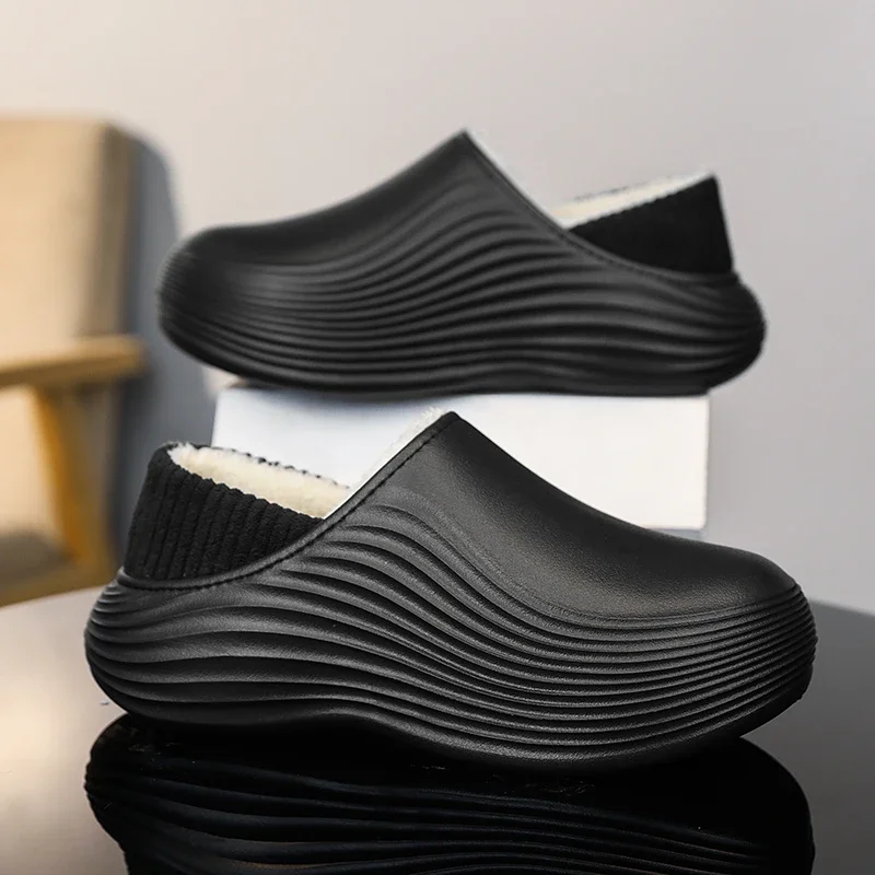 

Модные зимние мужские теплые тапочки, хлопковые тапочки, уличные домашние мужские теплые туфли, нескользящие мужские домашние плюшевые теплые тапочки для спальни