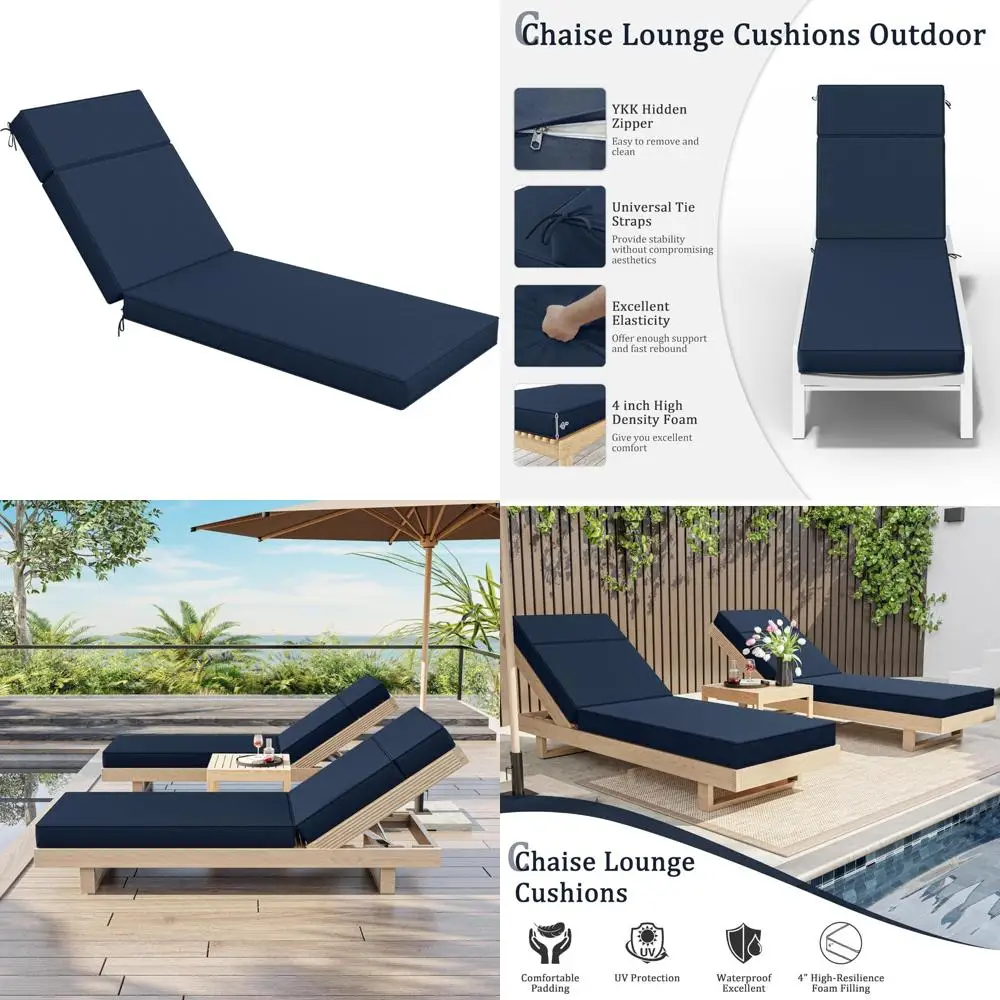 

Подушки для шезлонга из пеноматериала высокой плотности, 80 л x 26 В x 4D, водонепроницаемые с завязками для уличной мебели