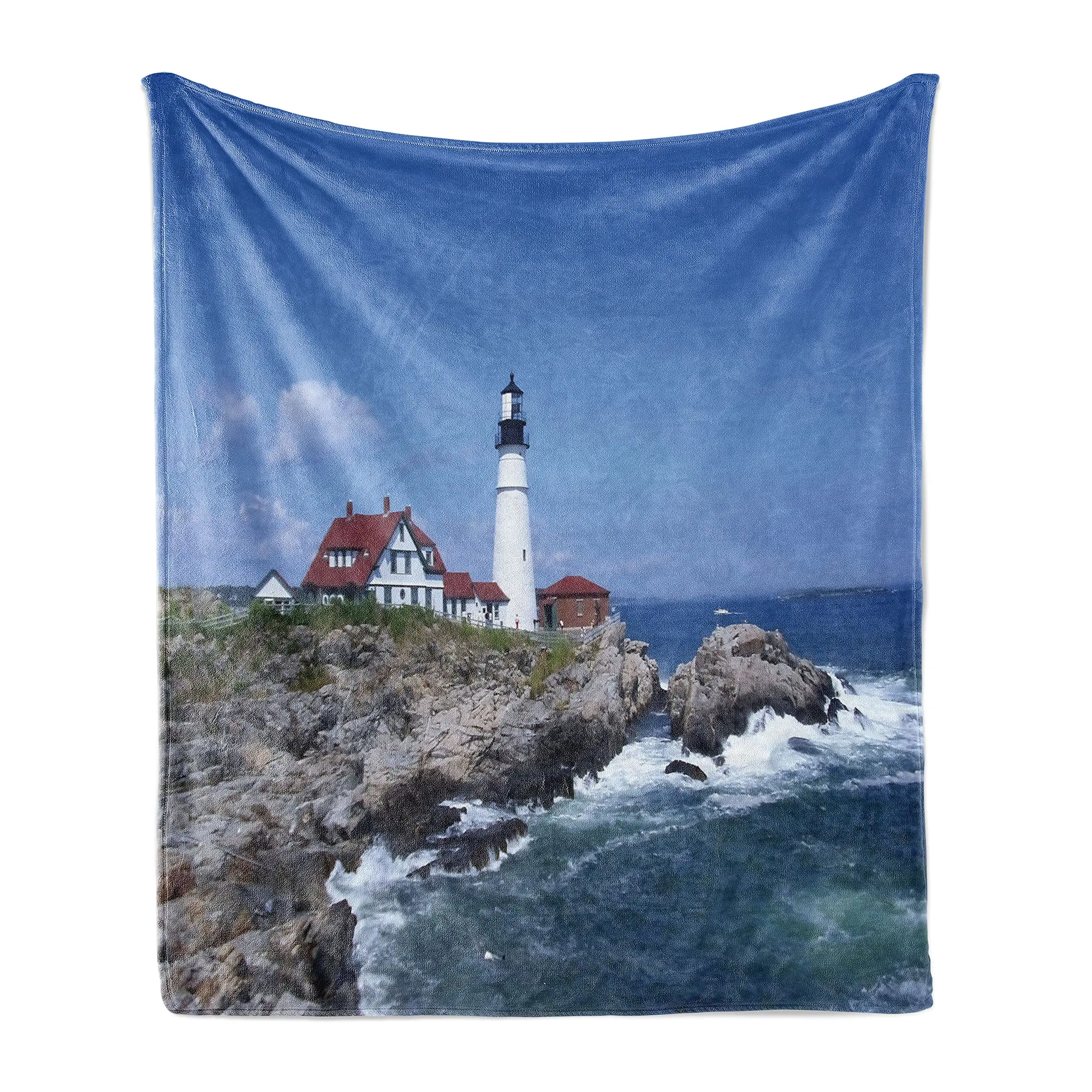 Vintage Sea Landscape Lighthouse Flannel Throw Blanket Soft  Winter Warm Sofa Blanket Lightweight Thermal Blankets Home Gifts