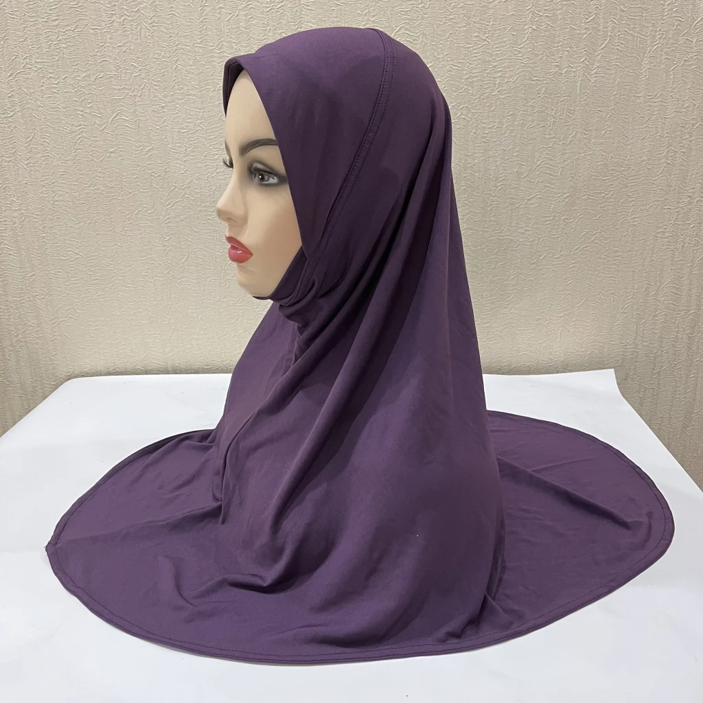 H302 Teenage girls Plain muslim hijab with chin part top quality amira pull on islamic scarf hot sell headscarf ramadan pray hat