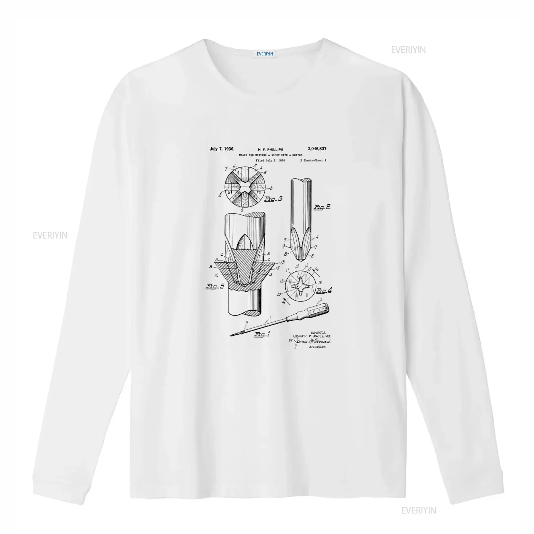 Screwdriver Patent Design T Shirt Mechanic Tools Style Ringspun Cotton Sizes S 3X Available in Black Red White or Gray vintage