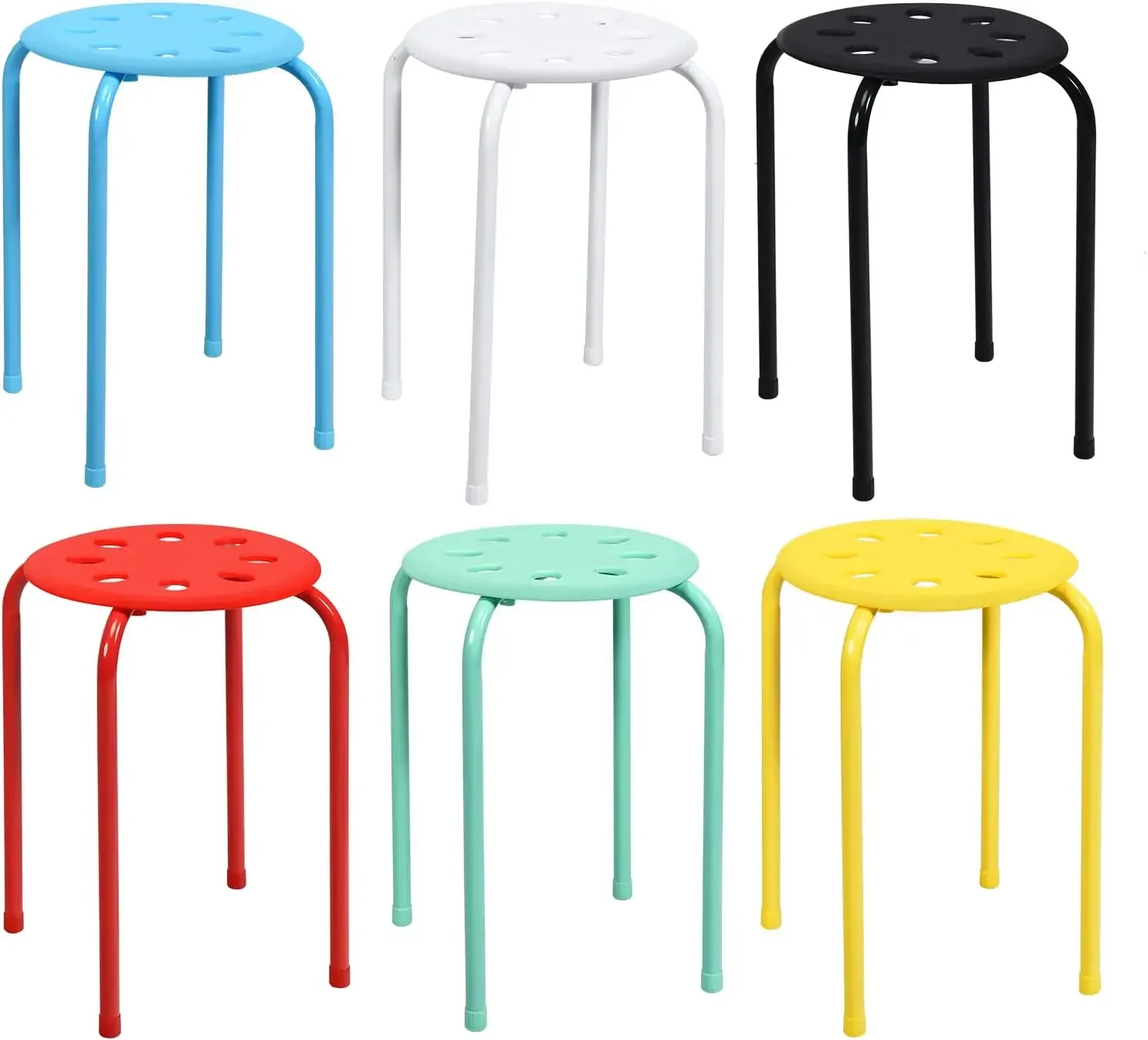 Stack Stools, 17.5-Inch Portable Stackable Stools with Metal Frame, Backless School Classroom Decoration Stools with Round Top,