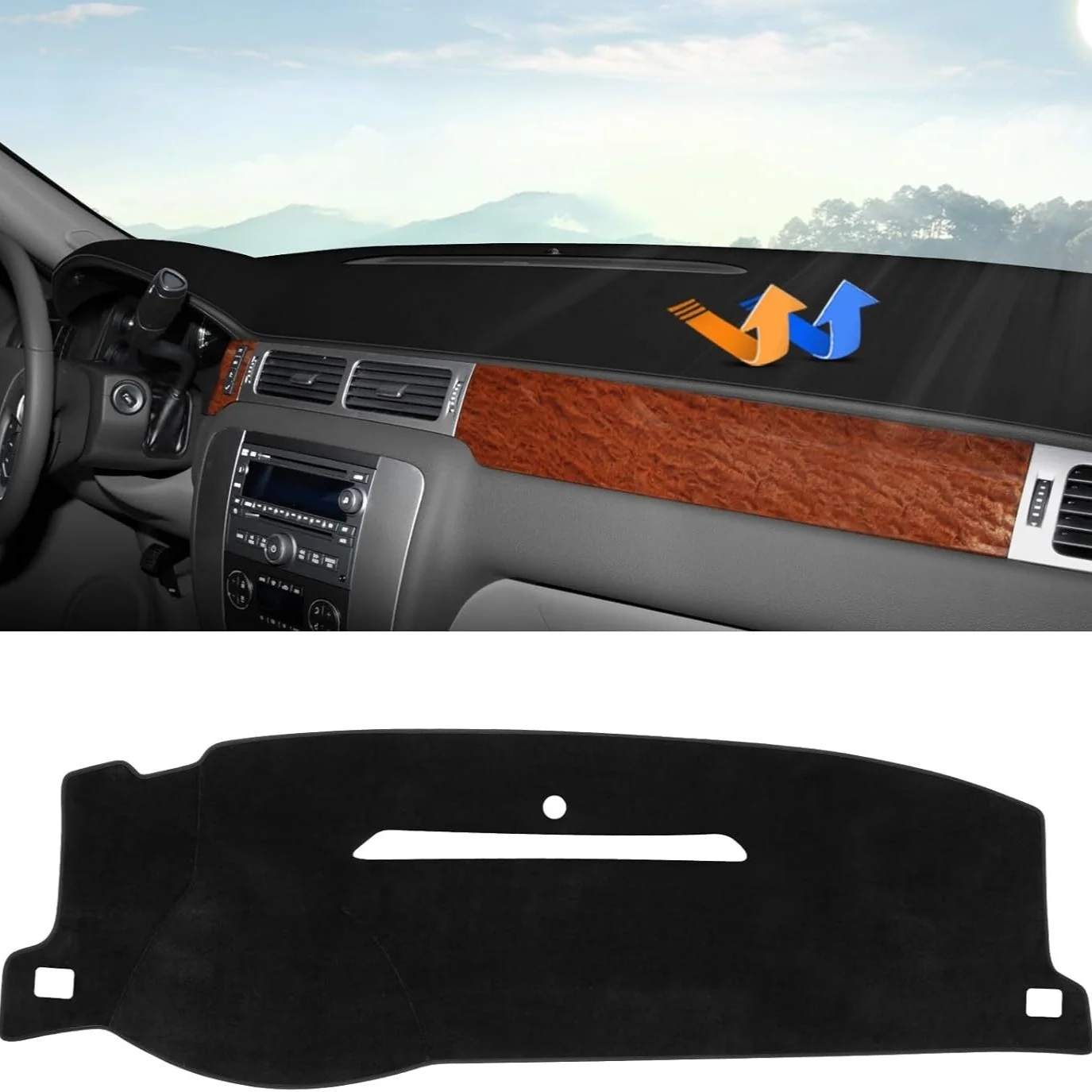 Car Dashboard Cover Mat For 2007-2013 Chevy Silverado Sierra, 2007-2014 Tahoe Suburban Denali Avalanche & GMC Yukon/XL