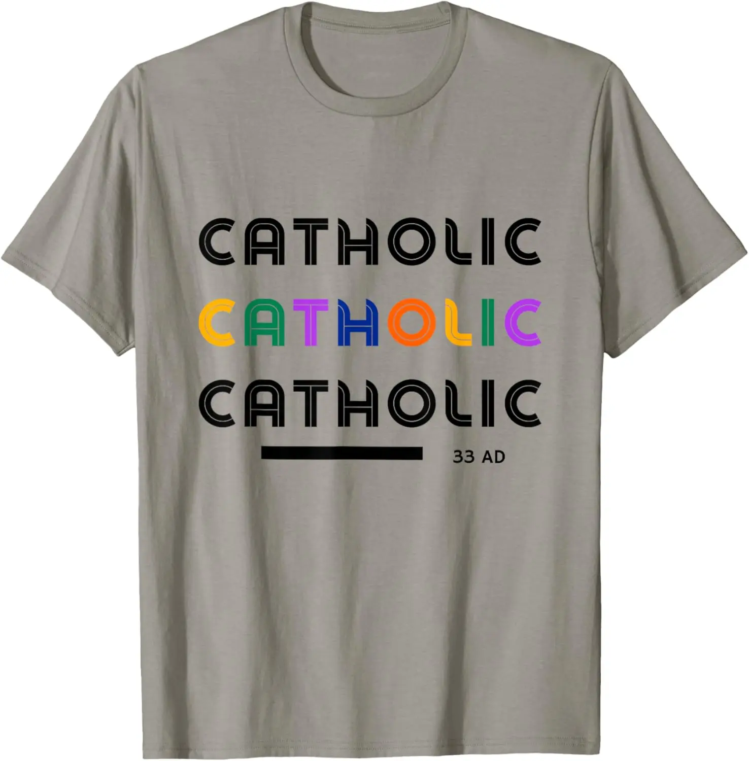 

Католическая футболка 33 AD с ретро-графикой, религиозная христианская вера, мужская футболка с коротким рукавом