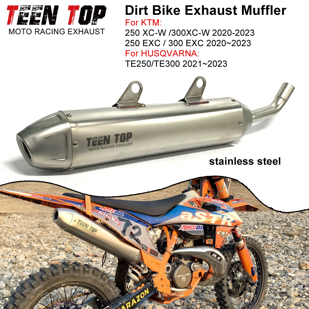 Silenciador de escape de acero inoxidable para motocicleta KTM 250/300XC-W 250/300 EXC, tubo de escape, silenciador para moto 250 XC-W 2020-2023