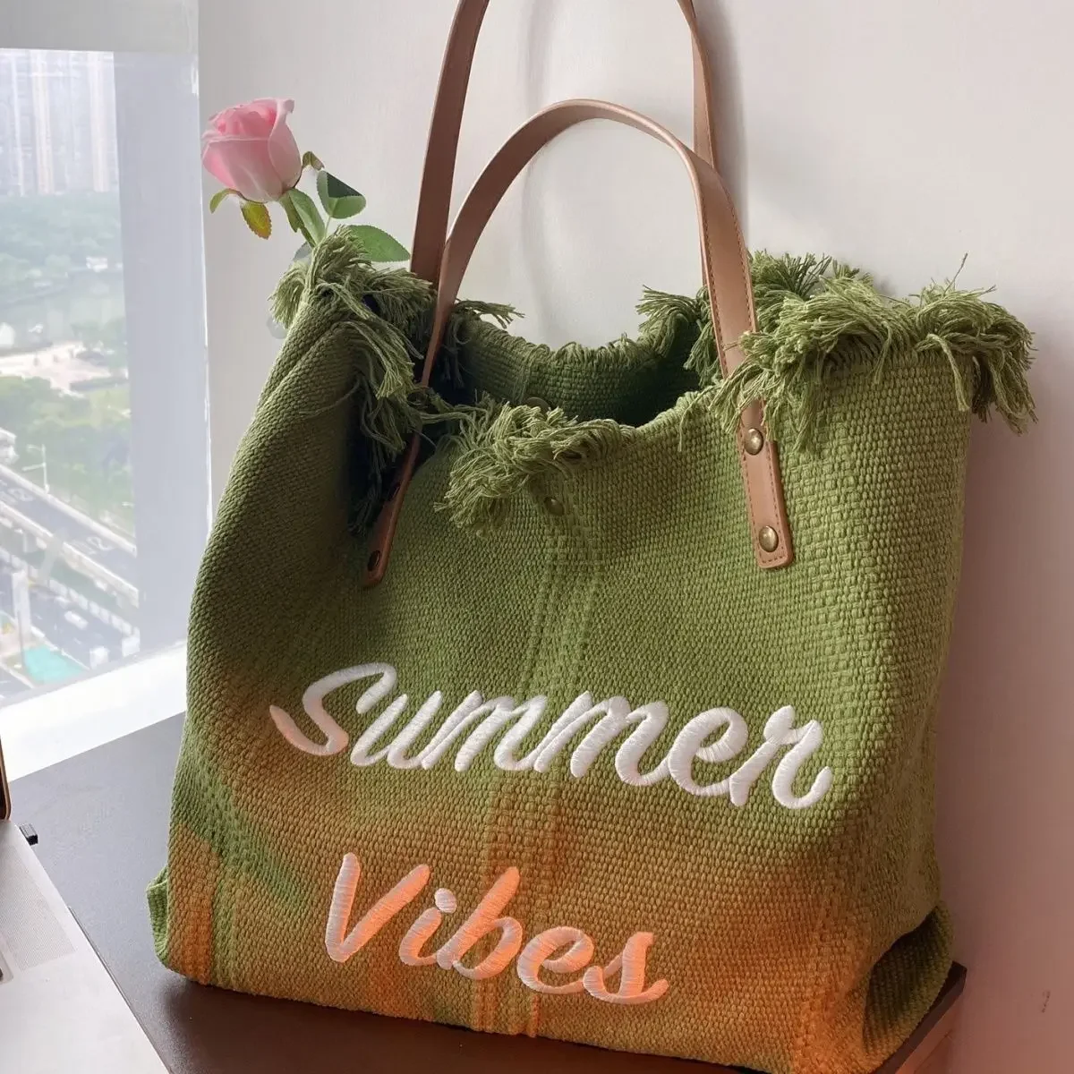 Canvas Women Handbags Large Tote Beach Bag Shopping Bags Underarm Shoulder Bag For Female Casual Canvas Beach Bags