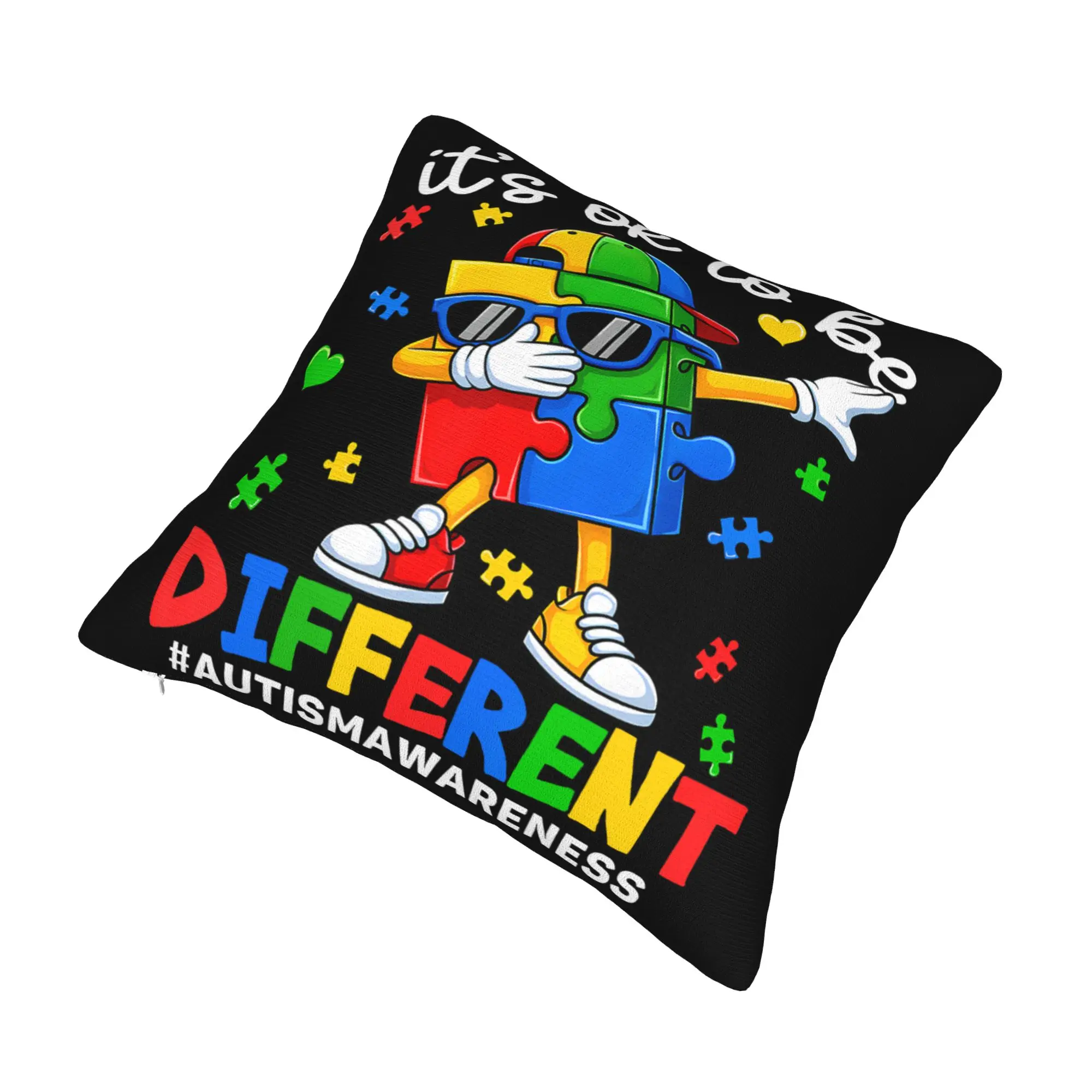 Decorative Pillowcase Dabbing Puzzle Autism Awareness Merch Living Room  Throw Pillow Case Cover Square Multiple Sizes