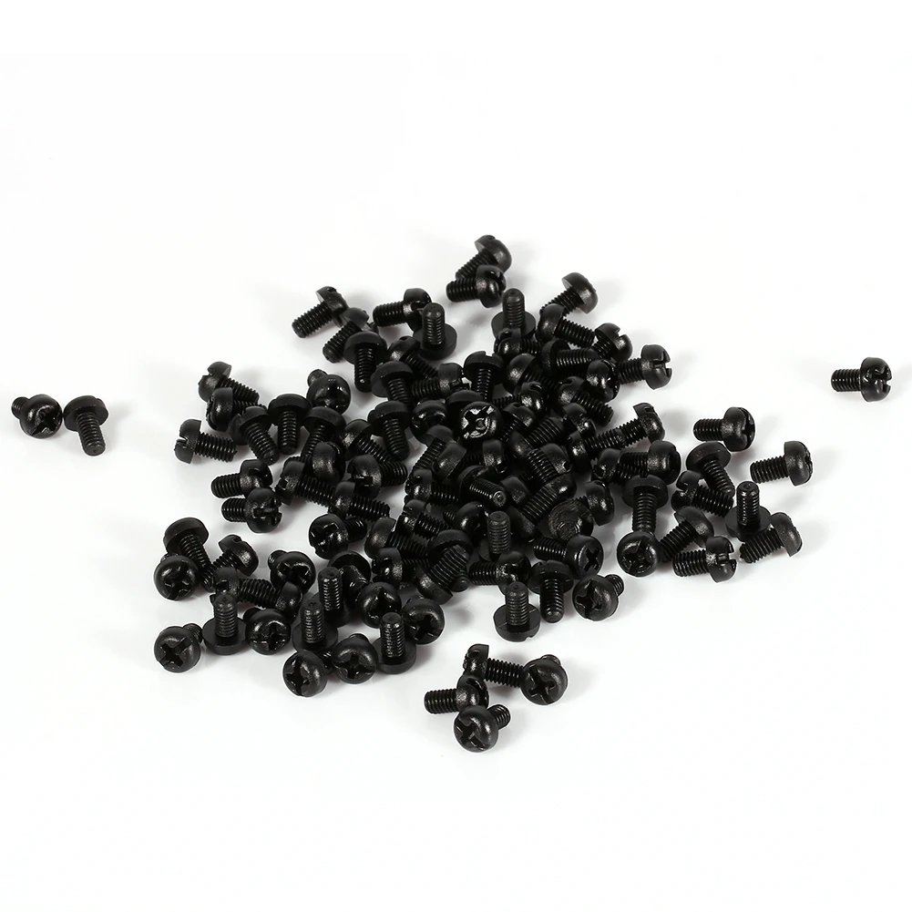 100Pcs M3*5mm Nylon Cross Round Screw Nylon Insert Screw Black  Cross Round Screw Fastener Hardware