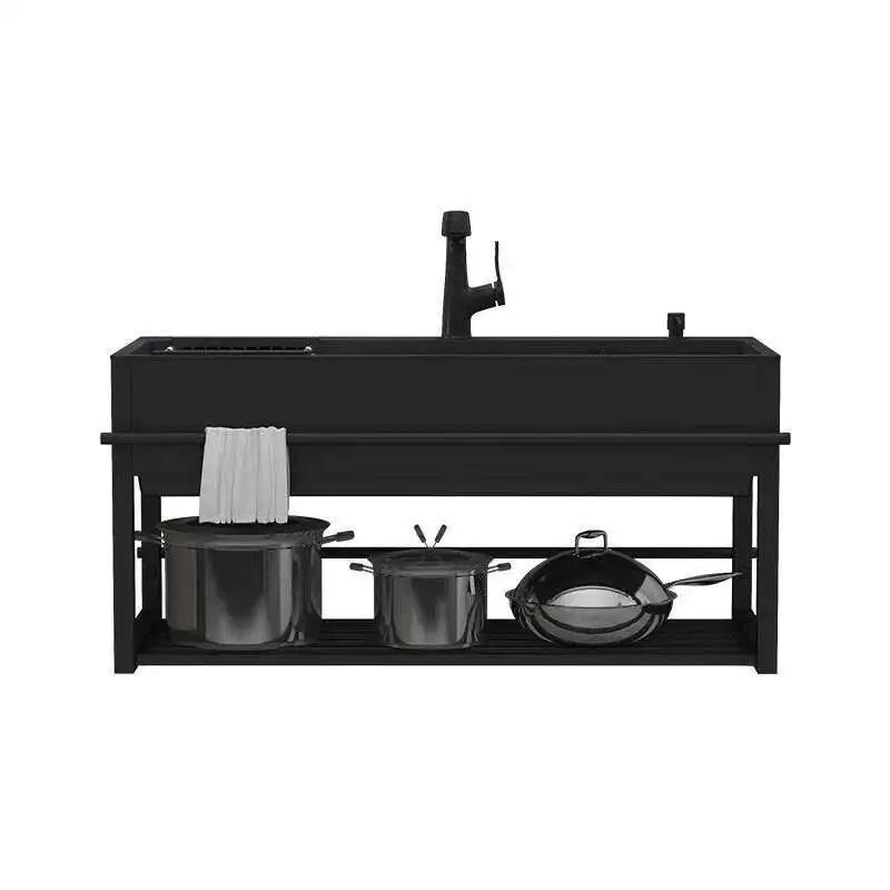 

Stainless Steel Single Kitchen Sinks with Bracket Pool Home Kitchen Sink Integrated Balcony Wall-mounted Kitchen Washing Sinks