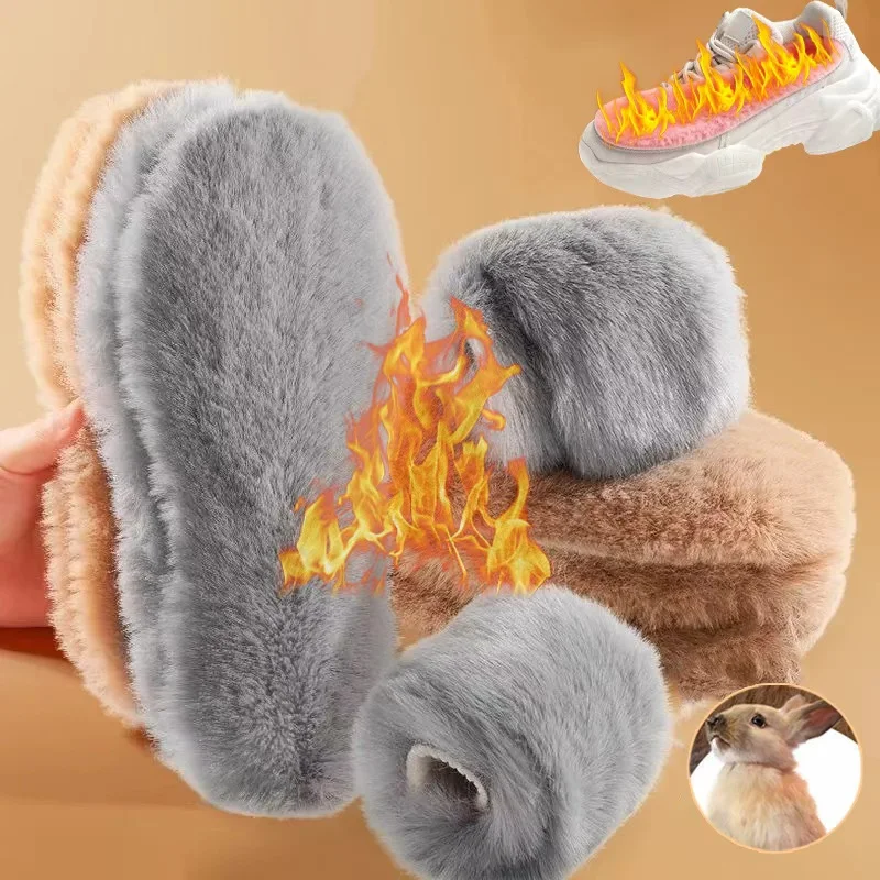 3pairs Warm Imitation Rabbit Fur Insoles Winter Warm Plush Men Women Insoles Soft Thick Winter Warm Insole Men's Women's Insole