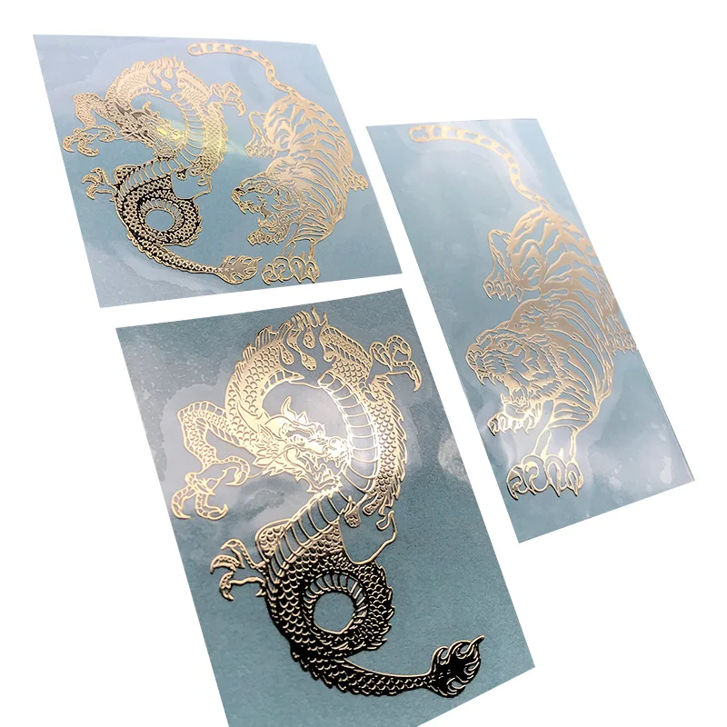 Personality Dragon tiger figure Yin and Yang eight diagrams Dragon fight metal stickers mobile phone computer decorative sticker