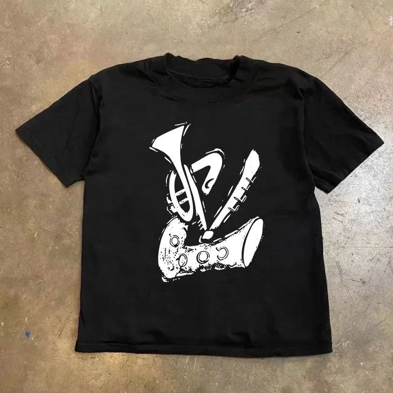 

2025 Новая модная тенденция, высококачественная футболка из чистого хлопка с короткими рукавами и принтом, мужская и женская летняя одежда, нишевый дизайн Sense