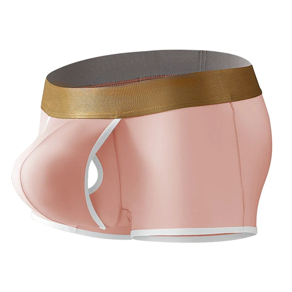Boxer respirant en soie glacée pour homme, slip séparé, grande taille, pochette bombée, sous-vêtements d'été
