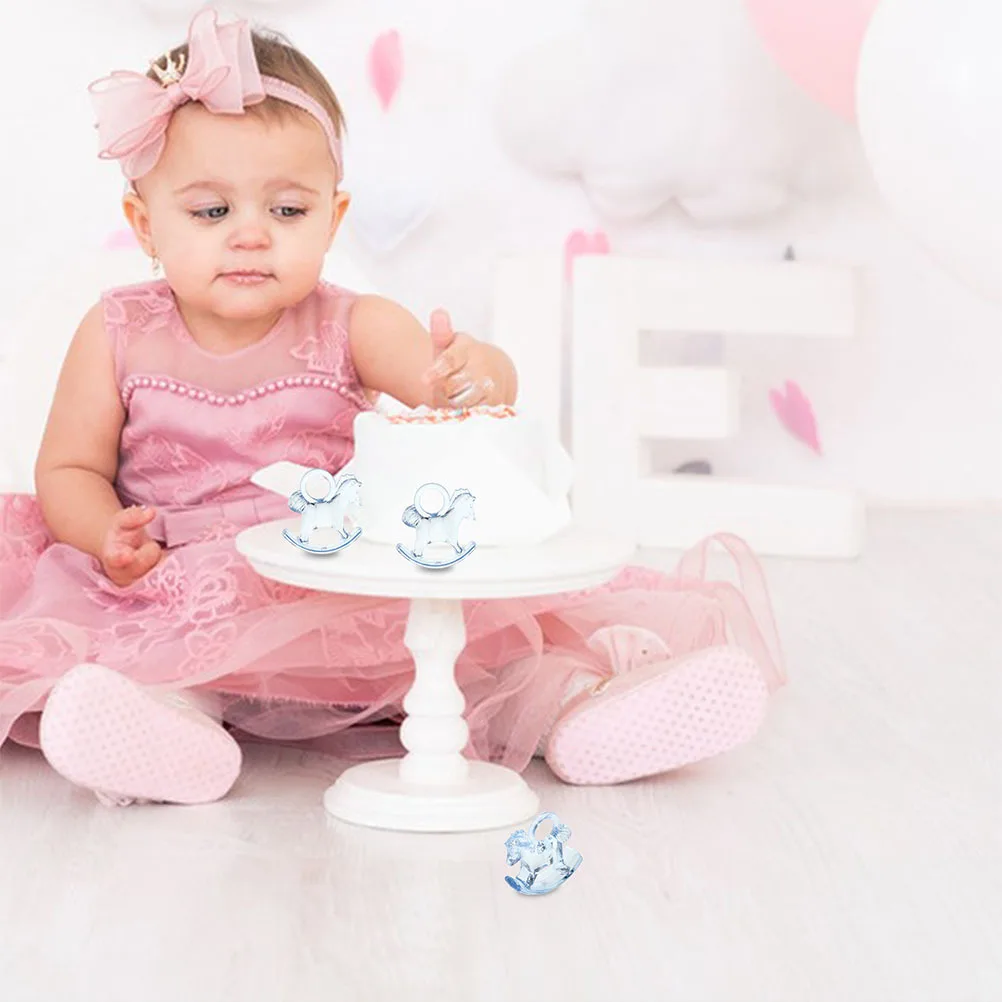 

24Pcs Transparent Rocking Horse Decor Baby Shower Centerpiece Mini Horse Party Decoration Favor for Boy Girl Celebration