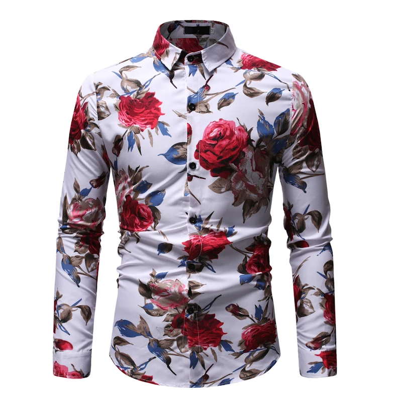 

Mens Long Sleeve Hawaiian Shirt Summer Casual Floral Shirts For Men Asian size Printed Shirt Batik Baju Kemeja Lelaki