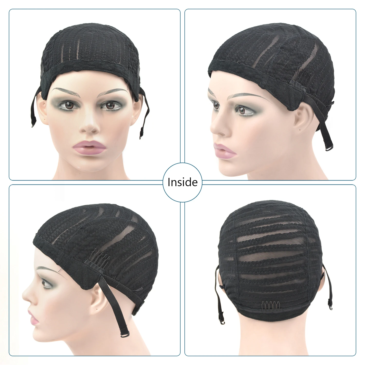 1 pz nero tessitura parrucca Caps Cornrow Cap con elastico per fare parrucche intrecciare Cap parrucca Net