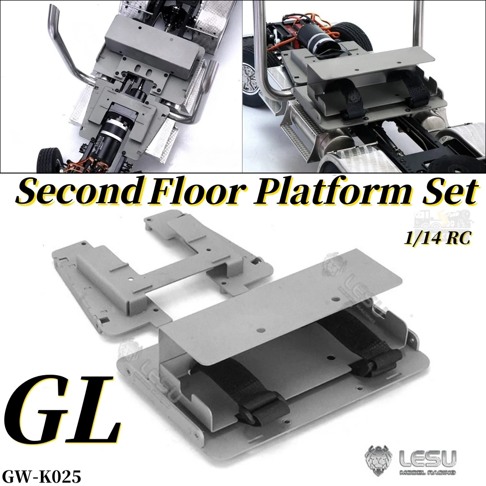 Plataforma de Segundo Piso GL GW-K025 de Metal para Camión Americano 1/14 Tamiya RC LESU King Trailer, Piezas de Juguete de Control Remoto