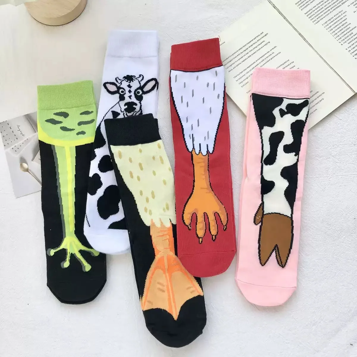 Funny Animal Socks Rooster Cow Duck Frog Geese Claw Socks Cute Animal Paw Socks For Women Friends Birthday Halloween Xmas Gifts