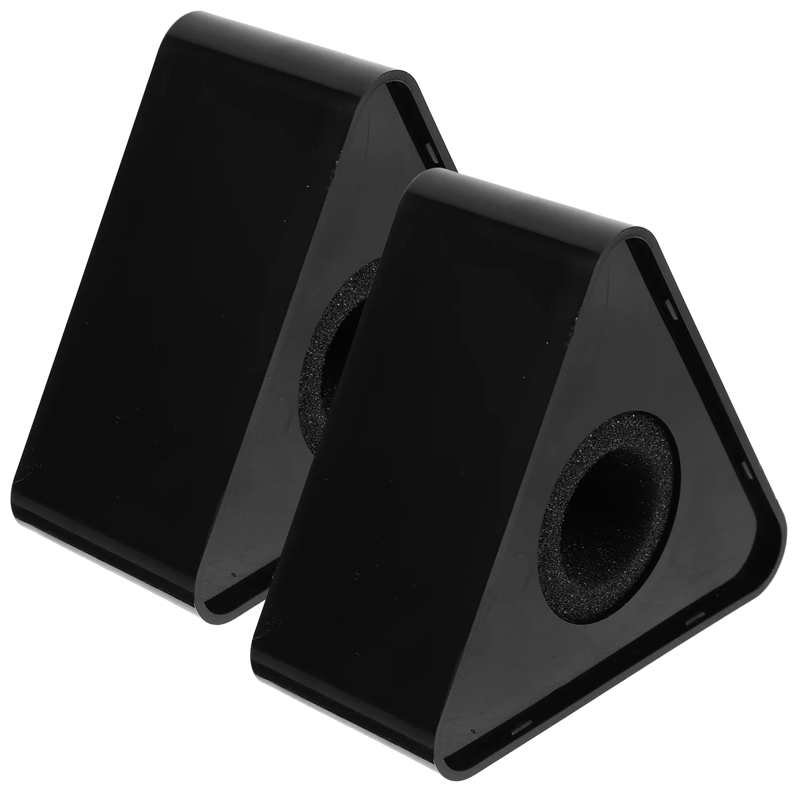 2 pièces Portable ABS moulage par Injection Triangle en forme d'interview micro Microphone Logo drapeau Station Logo (noir)