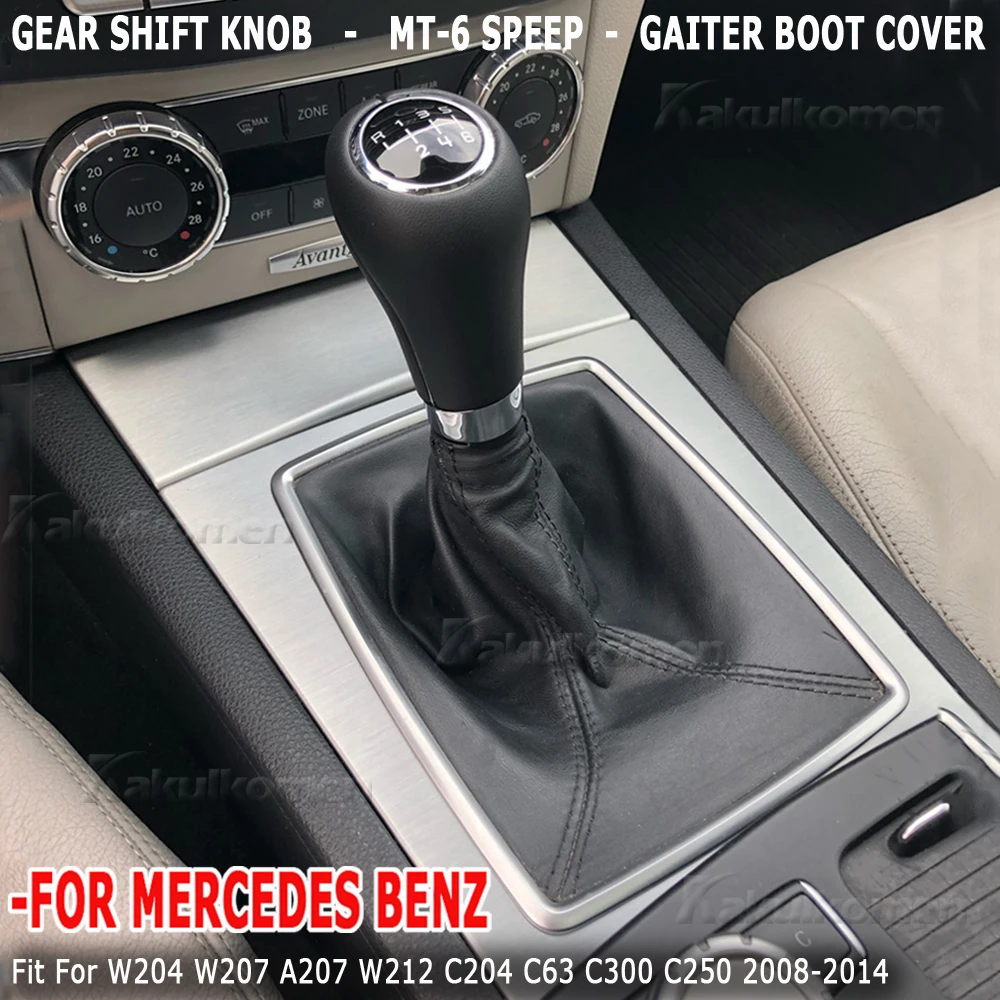 Autoteile 6-Gang-Schalthebelknauf mit PU-Ledermanschette für Mercedes Benz W204 C204 C63 C300 C250 W207 A207 W212 2008-2014 – Detail 21