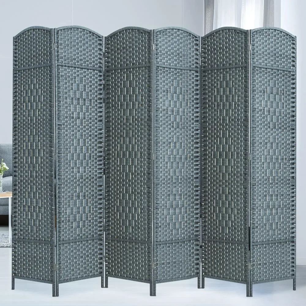 

Room dividers 6 ft. Tall-20 Wide Freestanding Privacy Screen with Diamond Woven Fiber, Grey, 6 Panel), Screens & Room Dividers