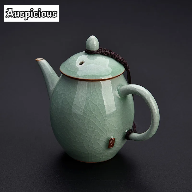 

130ml Handmade Raw Ore Jun Kiln Porcelain Teapot Handmade Pot Tea Making Kettle with Strainer Tea Services Equipment Craft Gifts