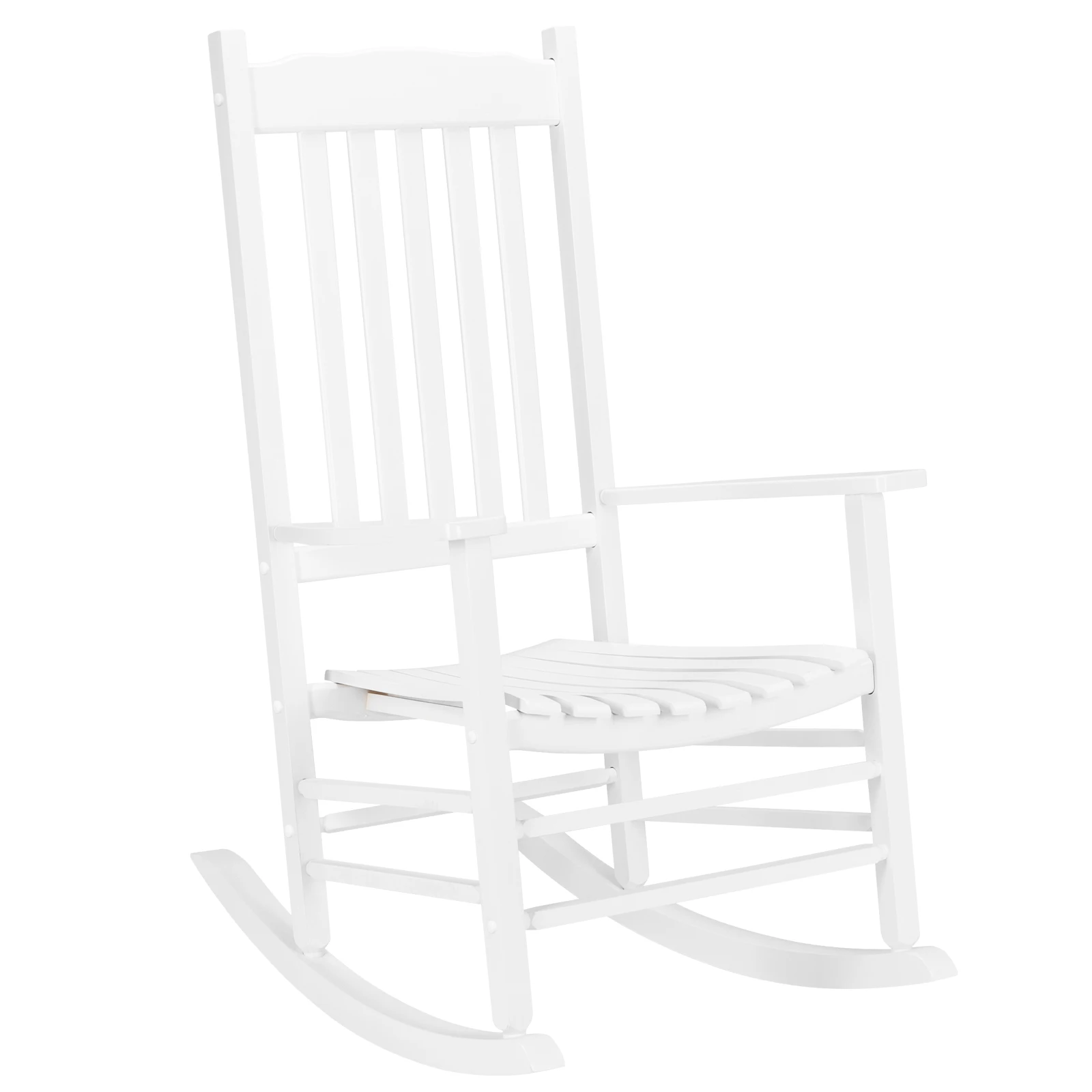 

68.5*86*115CM Square Wooden Rocking Chair Wavy Backboard White