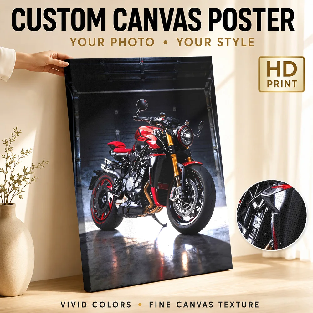 Italian Rush 1000 Motorcycle Canvas Print Customized Photo Dramatic Lighting Wall Art For Living Room Riding Enthusiast Gift