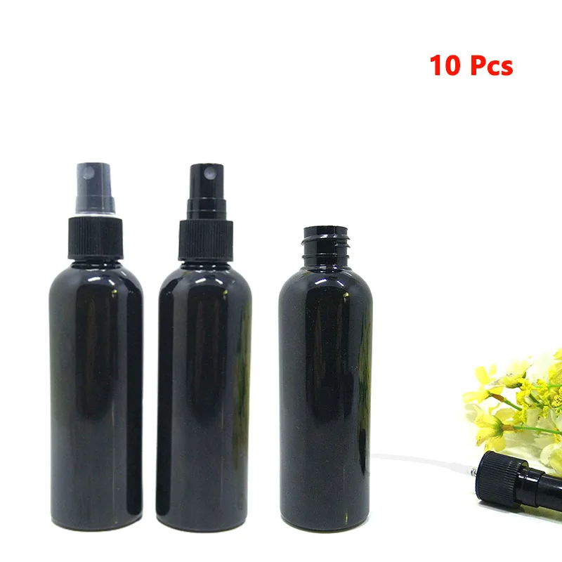 10pcs Refillable Bottles 100ml Black PET Plastic Spray Bottle Travel Empty Small Spray Bottle Empty Perfume Container Atomizer