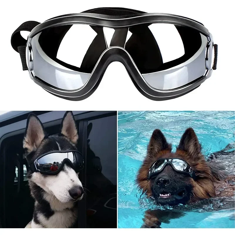 Dog Sunglasses Dog Goggles Adjustable Strap for Travel Skiing and Anti-Fog Dog Snow Goggles Pet Goggles for Medium to Large Dog