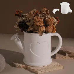 Cute Flower Watering Kettle Plant Pot Casting Mold Garden Decor DIY Bird Crafts Small Car Dried Flower Container Plaster Mould