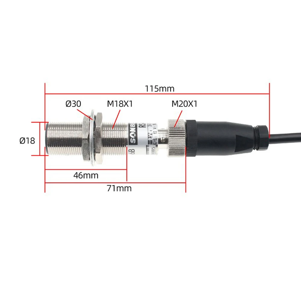 Industrial Decibel Meter Noise Sensor RS485 0-10V 4-20MA Output M18 Threaded Volume Transmitter Tester Heat-Resistant