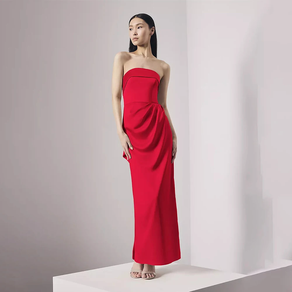 

Women's Formal Evening Gowns Elegant Pleated Prom Dress Strapless Evening Dresses Luxury Celebrity Party Gown Vestidos De Fiesta