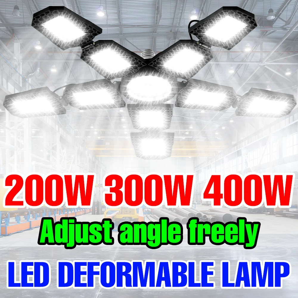 

Светодиодная лампа 400 Вт E27/E26 для гаража, прожекторы 220 В переменного тока, деформируемый складной потолочный светильник 110 В для торгового центра, парковки, спортзала