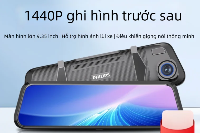 Philips | Camera hành trình ghi hình kép độ phân giải cao phía trước và phía sau truyền phát đa phương tiện toàn cảnh