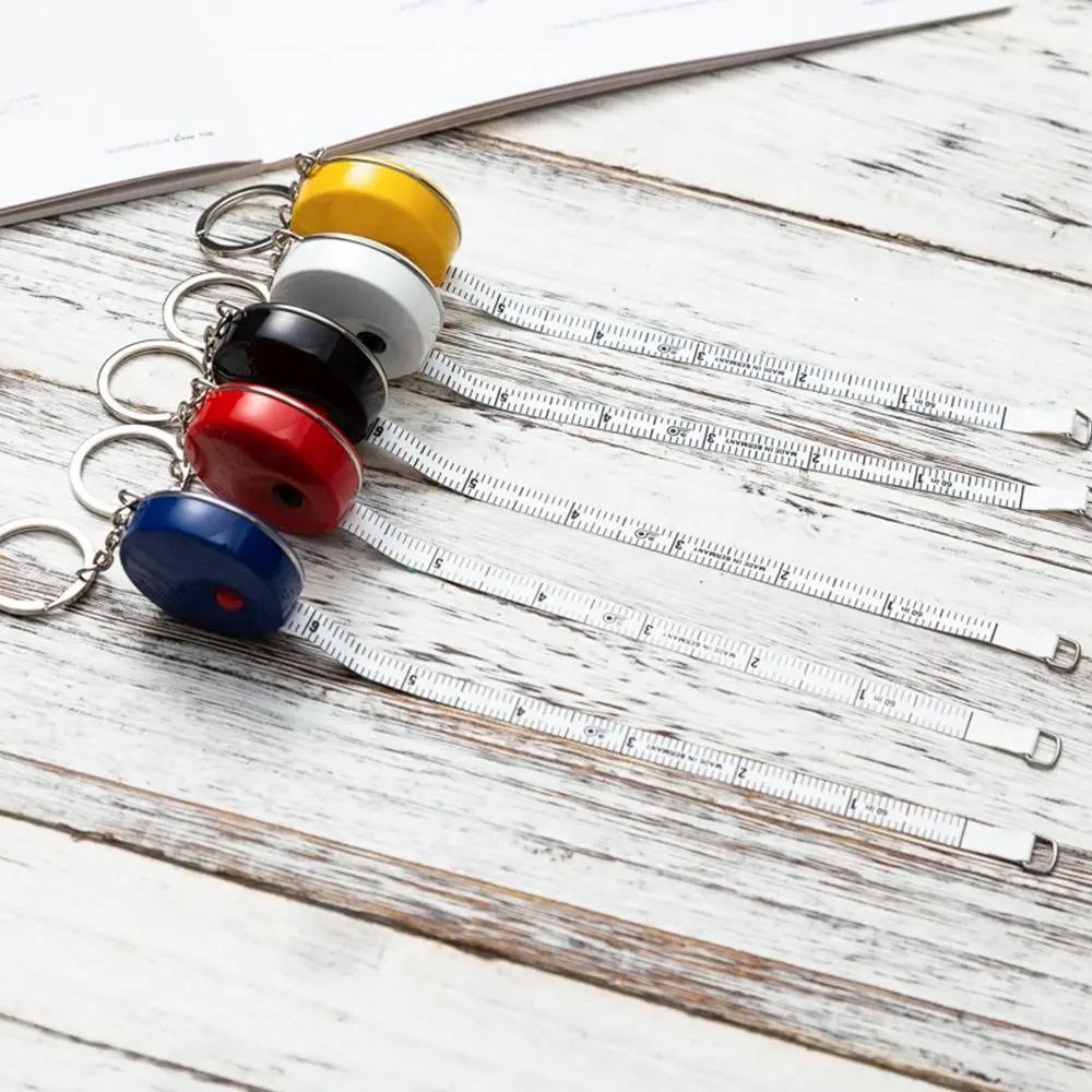 2pcs Portable Sewing Tailor Measuring Tool Keychain Tape Measure Measure Ruler Centimeter Inch Roll Tape