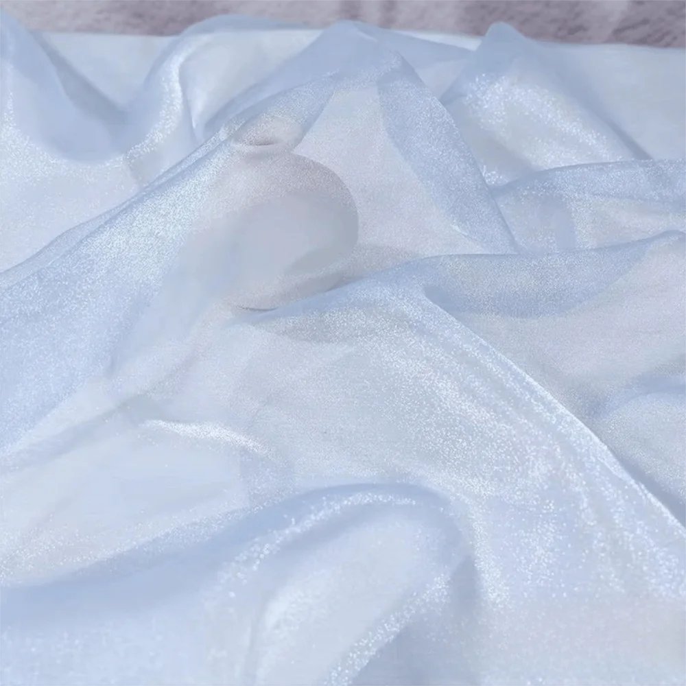 100*140 سنتيمتر بريق الأورجانزا النسيج لينة لامعة تول النسيج اليدوية DIY بها بنفسك المواد الفلورسنت الأورجانزا الأقمشة مرحلة الزفاف ديكور #1