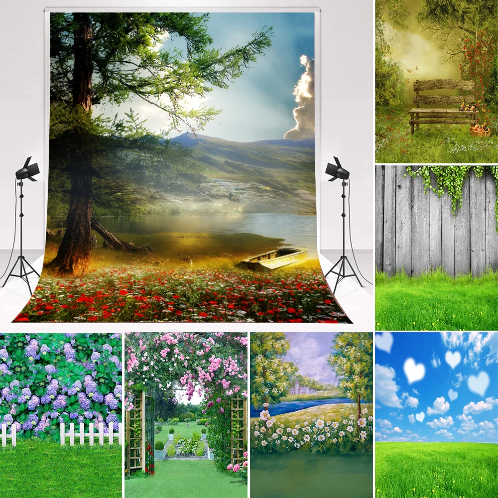 Весенний сад фон для фотосъемки деревня виноградная лоза луга деревья портрет новорожденного ребенка фон для фотосессии для фотостудии