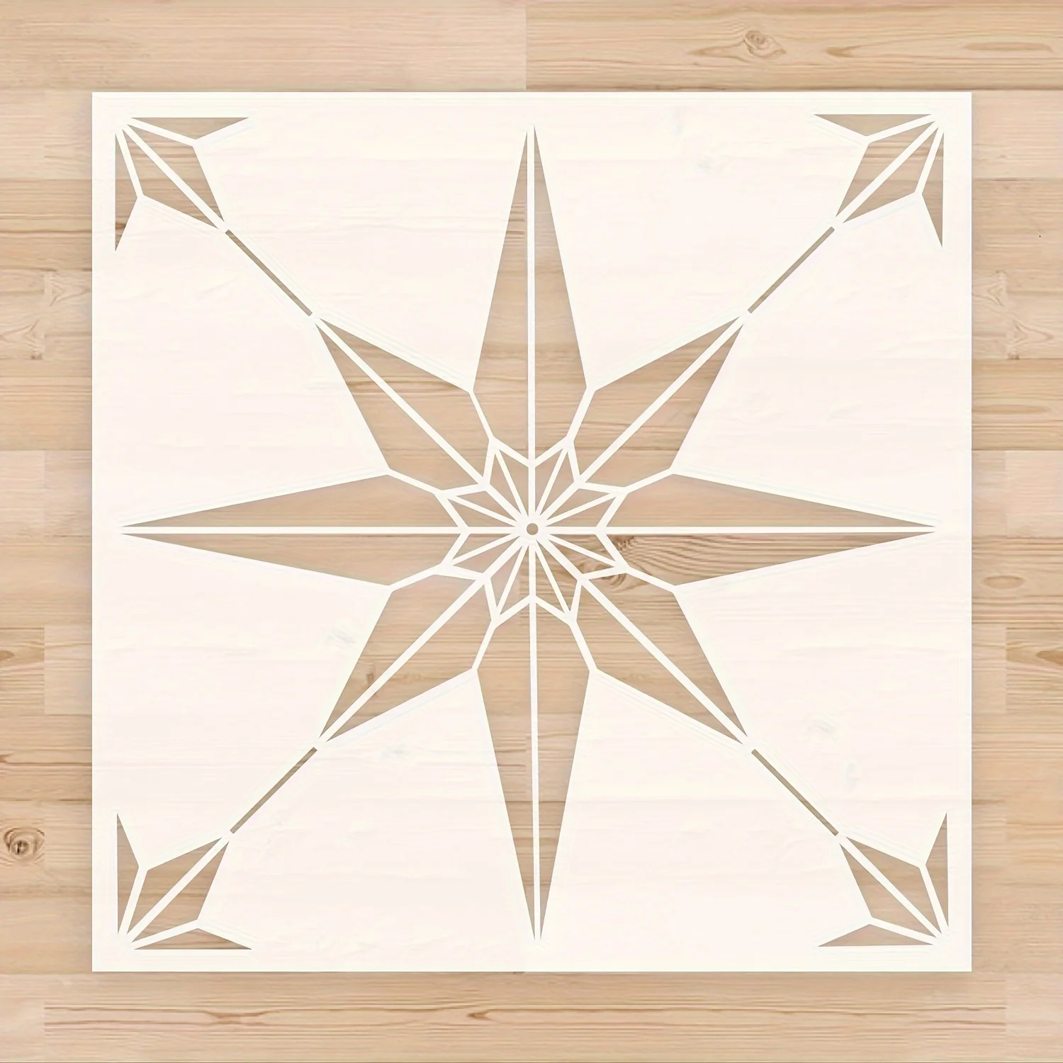 2pcs 스타 나침반 벽 장식 스텐실 |   재사용 가능 |   DIY 에어브러시 페인팅 |   해상 빈티지 스타일 |   바닥 타일 템플릿