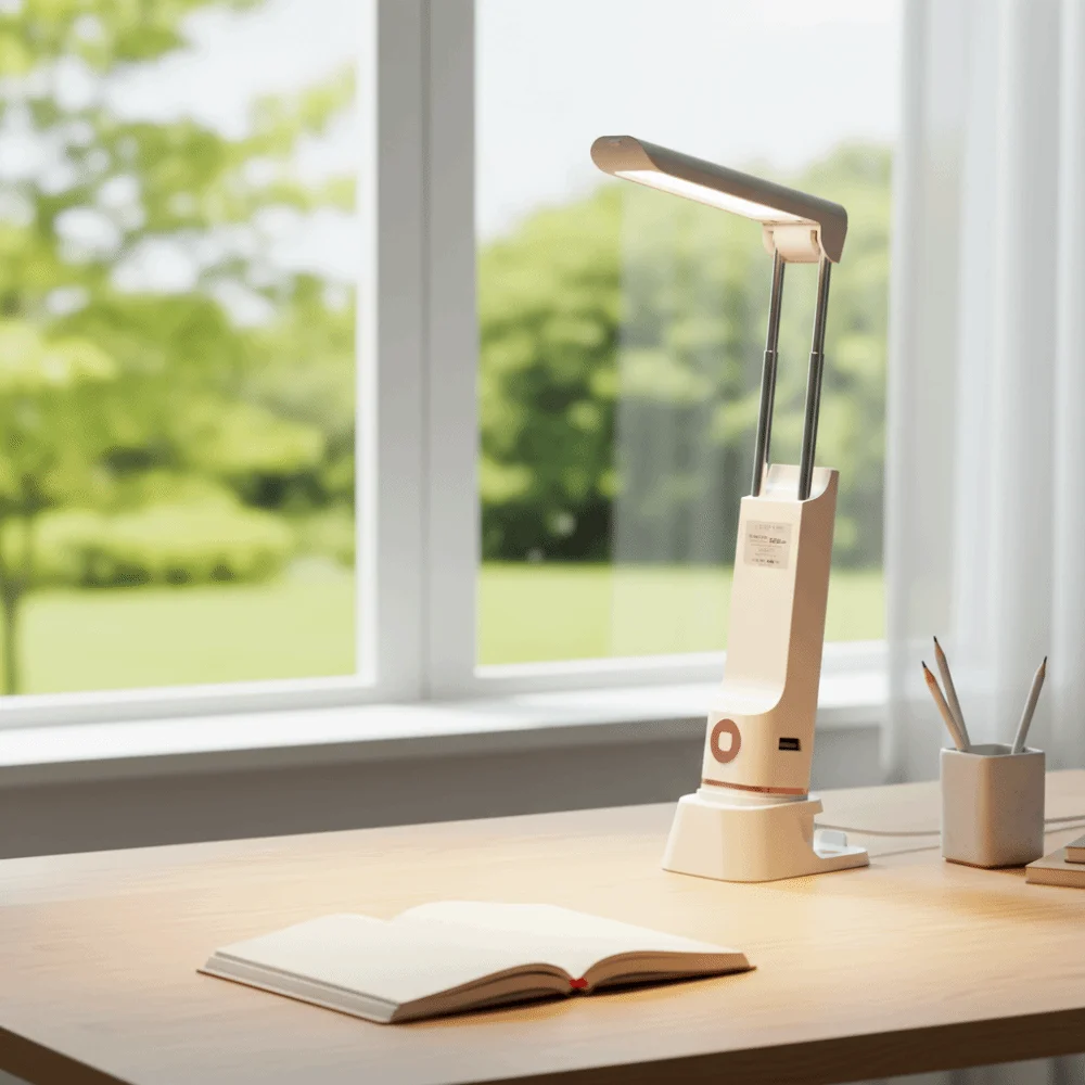 

Многофункциональная светодиодная настольная лампа 4-в-1, перезаряжаемая, с держателем для мобильного телефона, складной фонарик, защита глаз, выдвижная настольная лампа