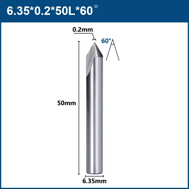 XCAN Milling Cutter 1/4 Shank 60 Degree Straight V Engraving Bit 2 Flute Wood Milling Bit CNC Router Bit Wood Milling Tool