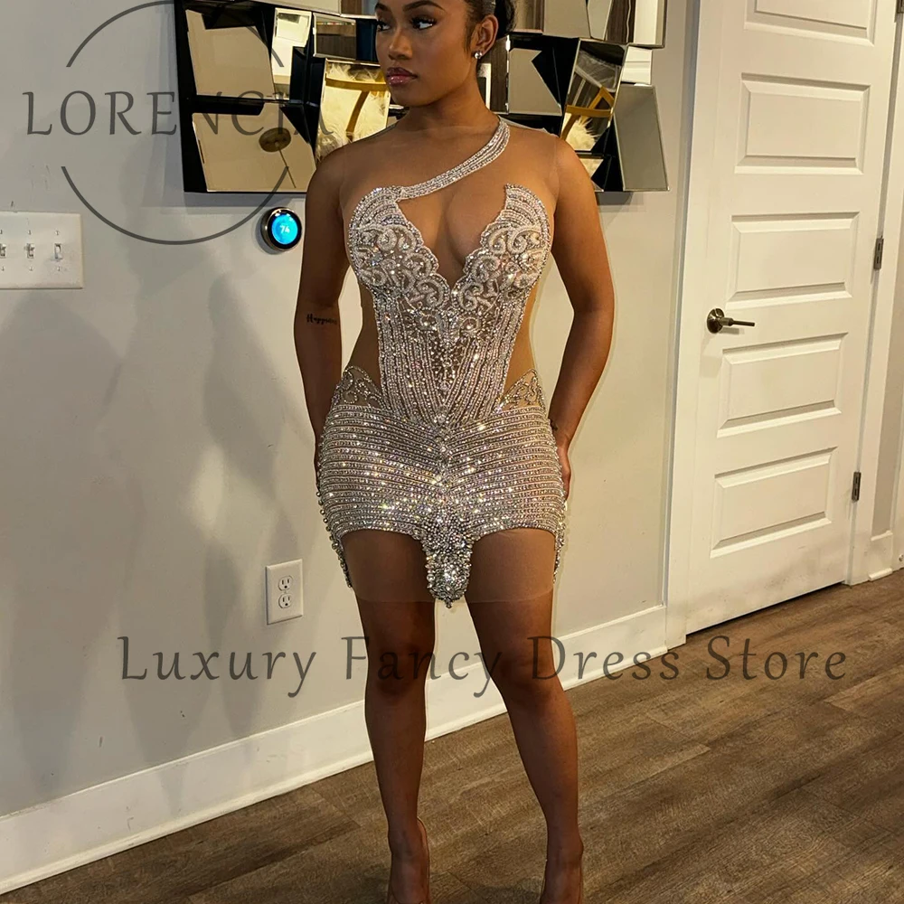 Luxury Sparkly Crystal Prom Dresses Diamond Skinny Cocktail Dress Evening Party Gowns Customized Sleeveless robe d'été femme